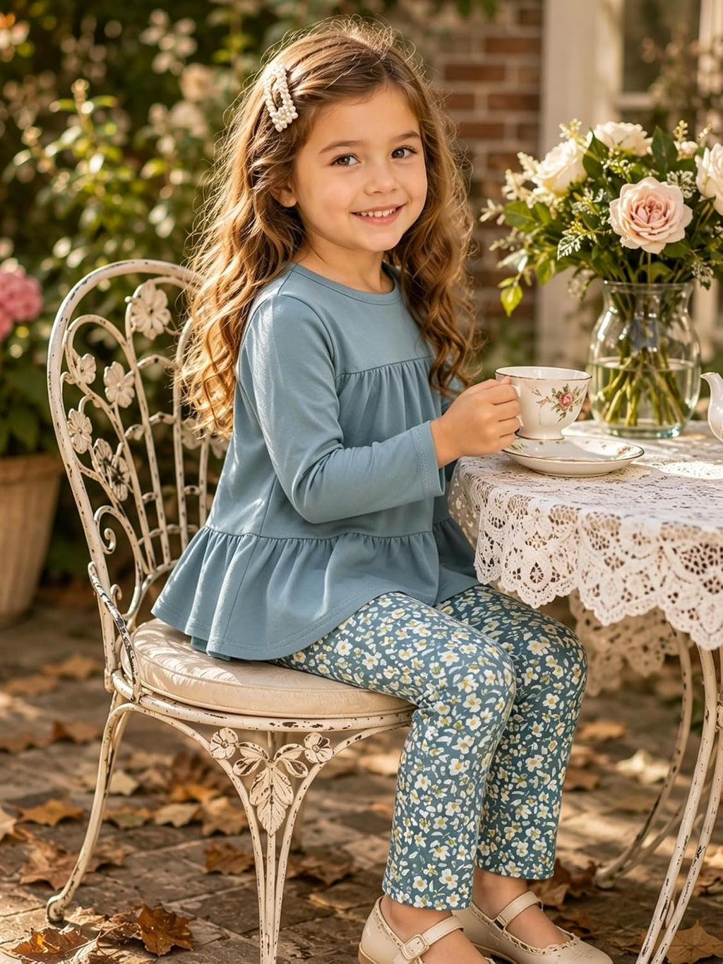 Toddler Girl Clothes Girls Fall Outfits Kids Clothing Winter Long Sleeves Ruffle Hems Top Pant Set 3-8T
