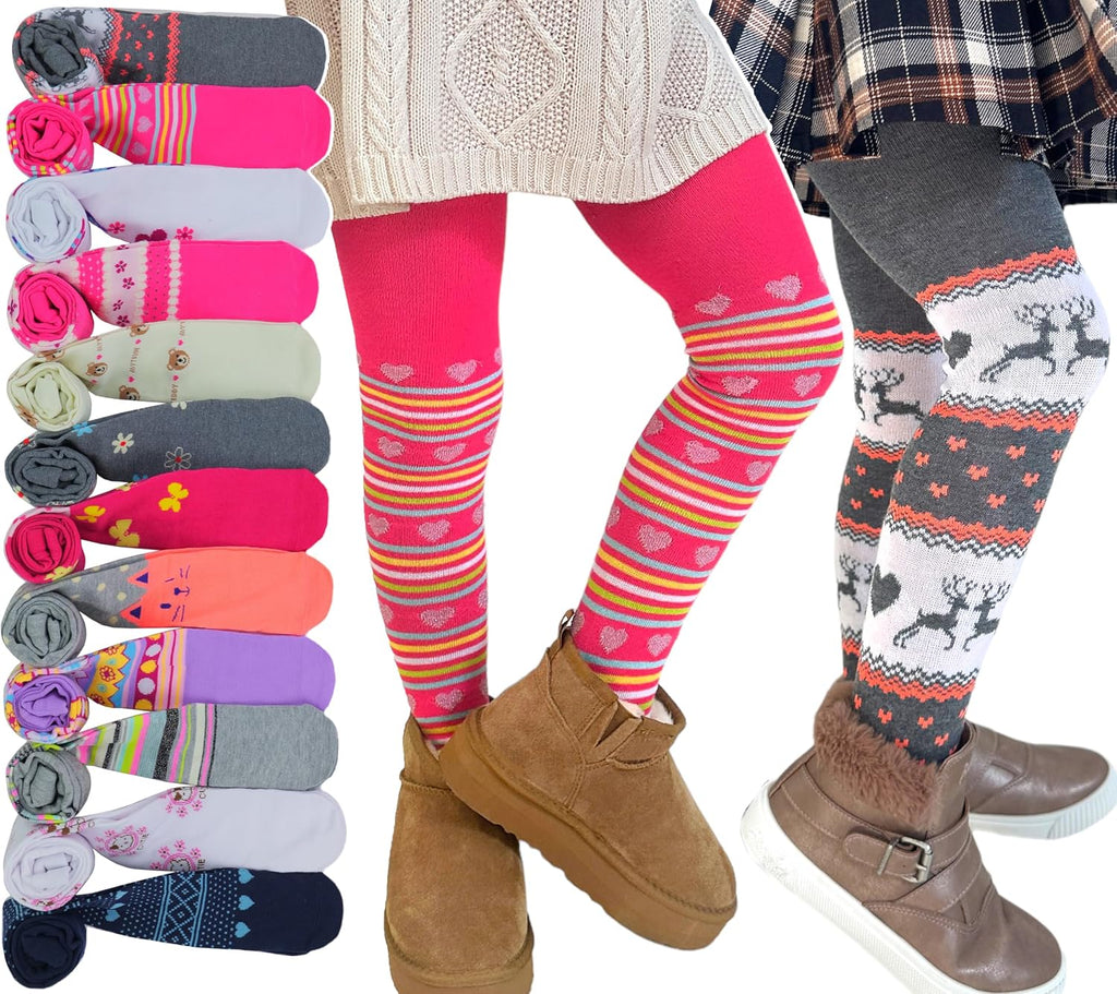ToBeInStyle Girl’s Pack of 6 Opaque Knit Density Pull-On Warm Winter Tights