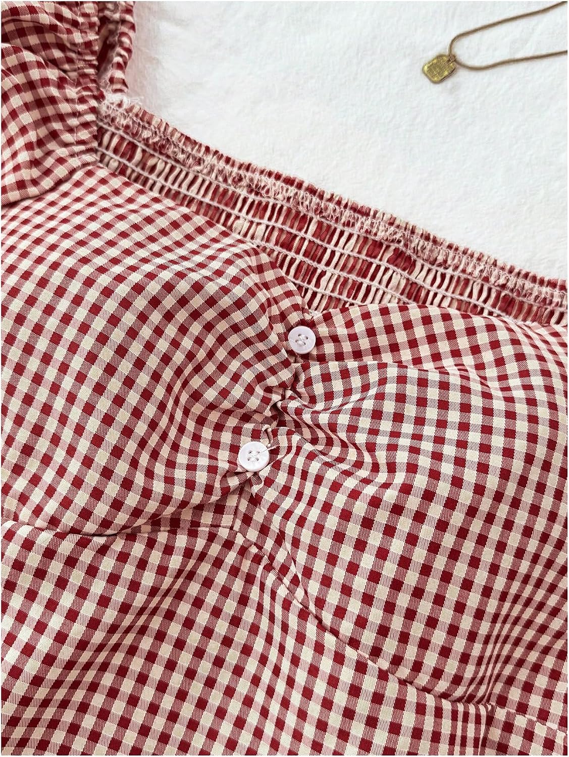 SOLY HUX Girl's Cute Gingham Tops Short Sleeve Blouse
