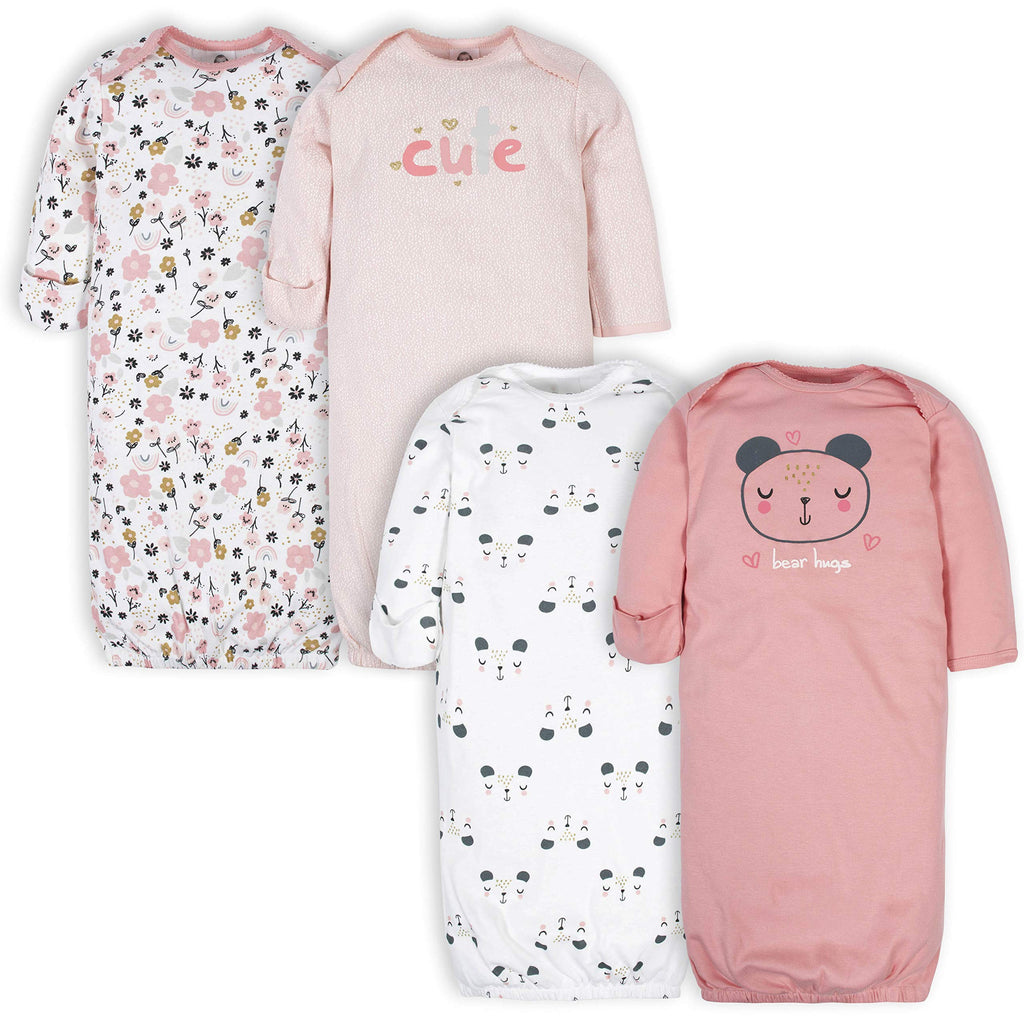 Gerber Baby Girls' 4-pack Sleeper Gown