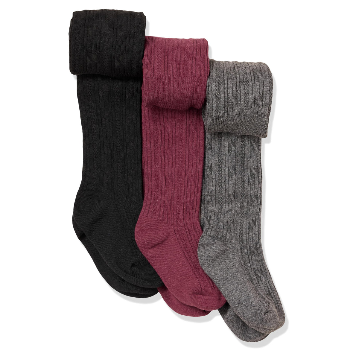 Amazon Essentials Girls' Stretchy Cable Knit Tights, Pack of 3