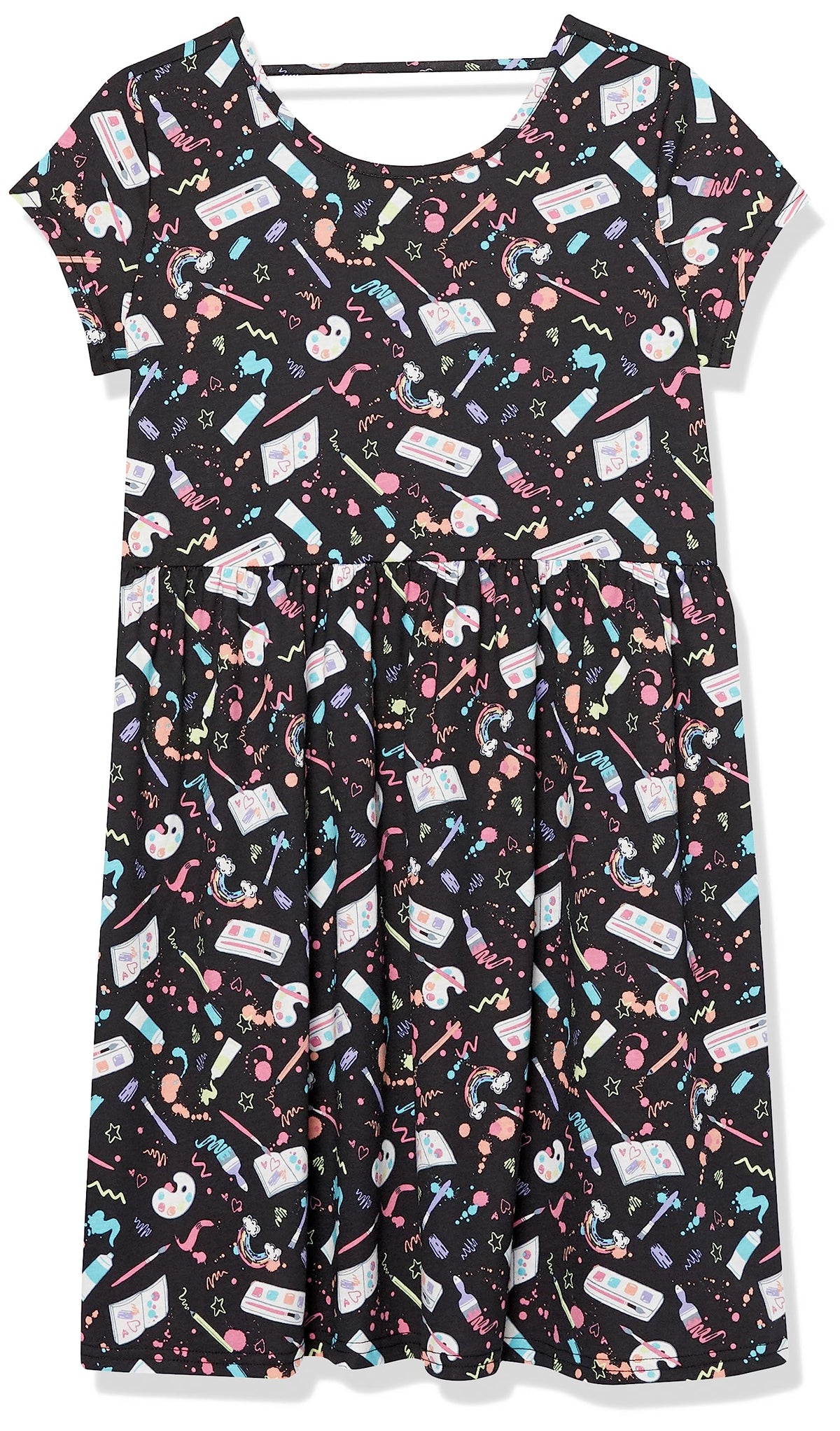 The Children's Place Girls' Plaid Stretch Jacquard Short Sleeve Dress
