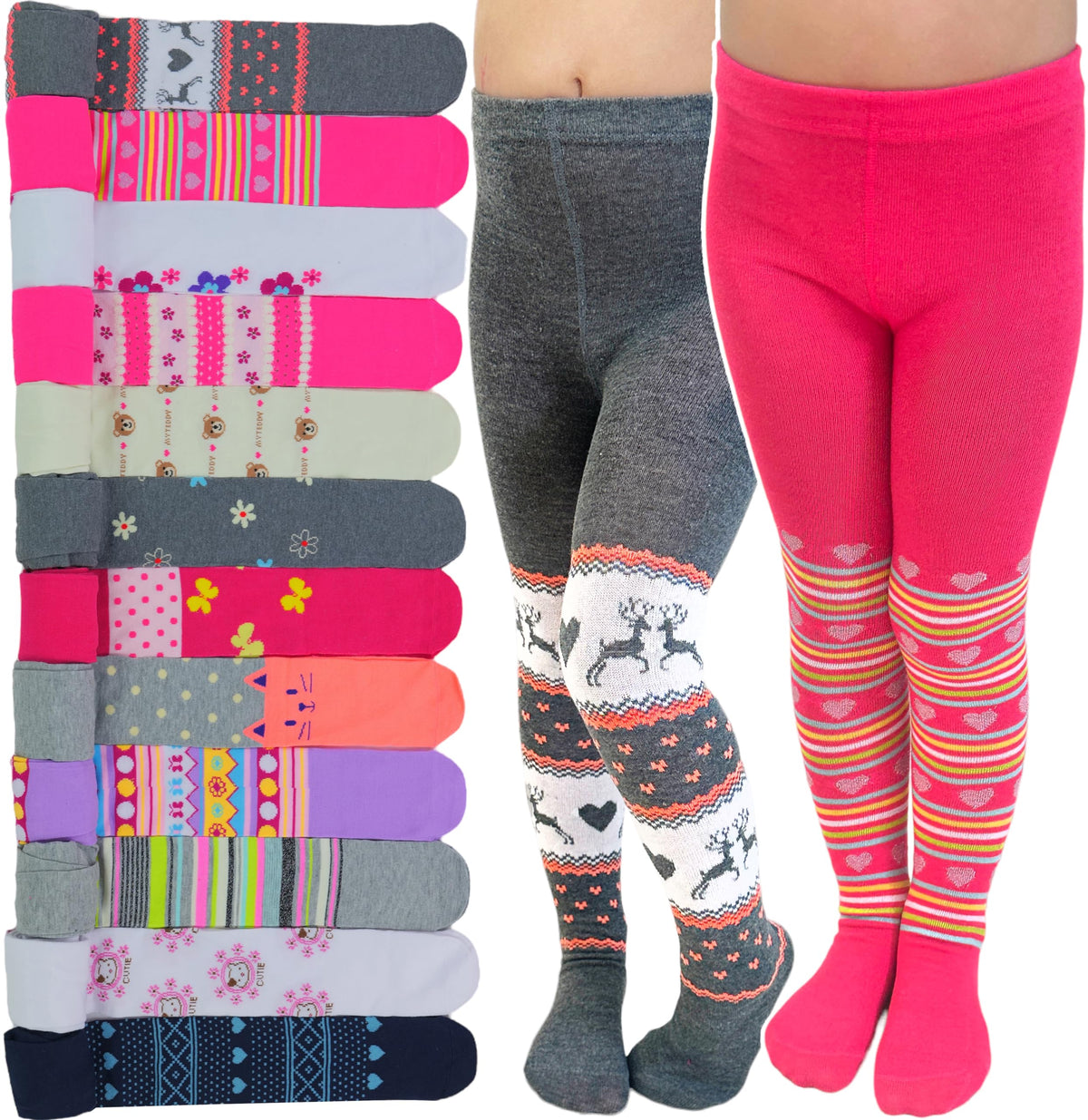 ToBeInStyle Girl’s Pack of 6 Opaque Knit Density Pull-On Warm Winter Tights