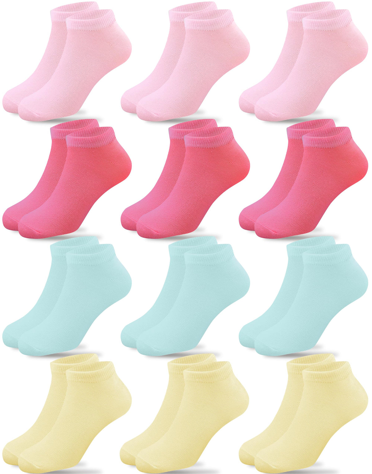 Duufin Girls Socks 12 Pairs Low Cut Ankle Socks for Girls 4-15 Years Old
