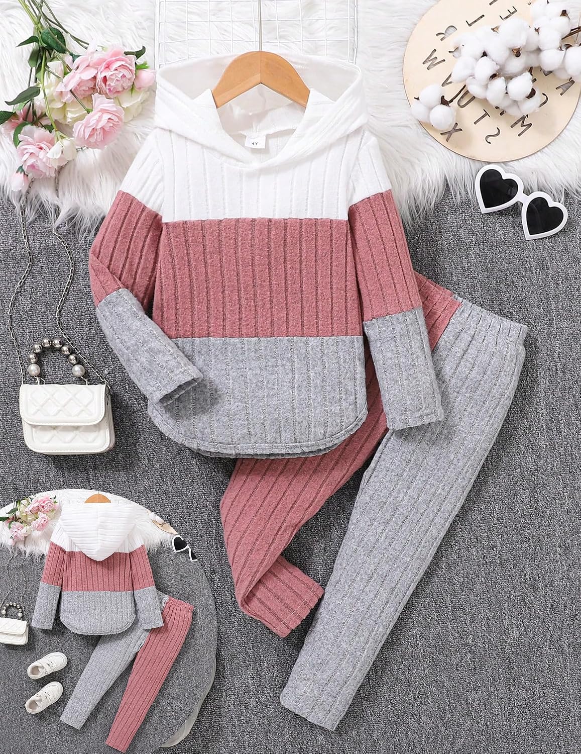 Girls Clothes Fall Girl Outfits 2Pcs Hoodie Pullover Sweatshirt+Pant+Leggings Winter Set for Size 4-8 Years Little Girls