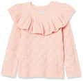 Amazon Essentials Girls and Toddlers' Soft Touch Pullover Crewneck Ruffle Sweater, Cable Knit, Cotton Blend