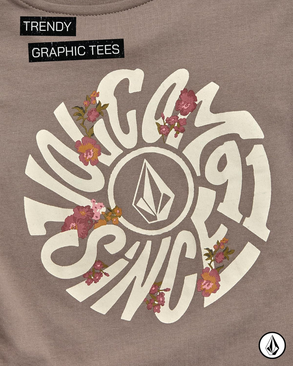 Volcom Girls Crewneck Graphic Tee, Short Sleeve Casual Top