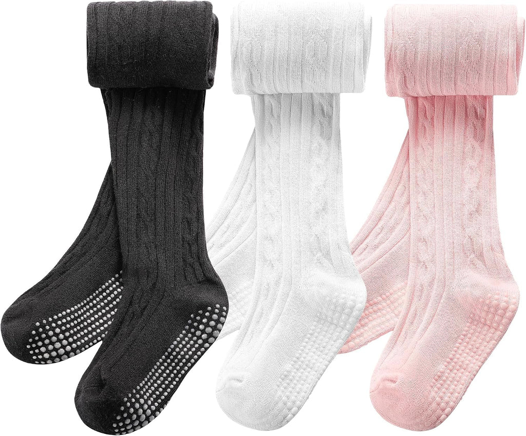 3 Pack Toddler Tights Non Slip Tights for Girls (6 months-6 years)
