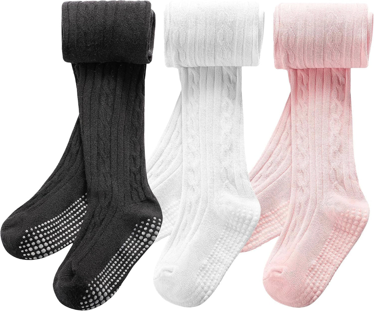 3 Pack Toddler Tights Non Slip Tights for Girls (6 months-6 years)