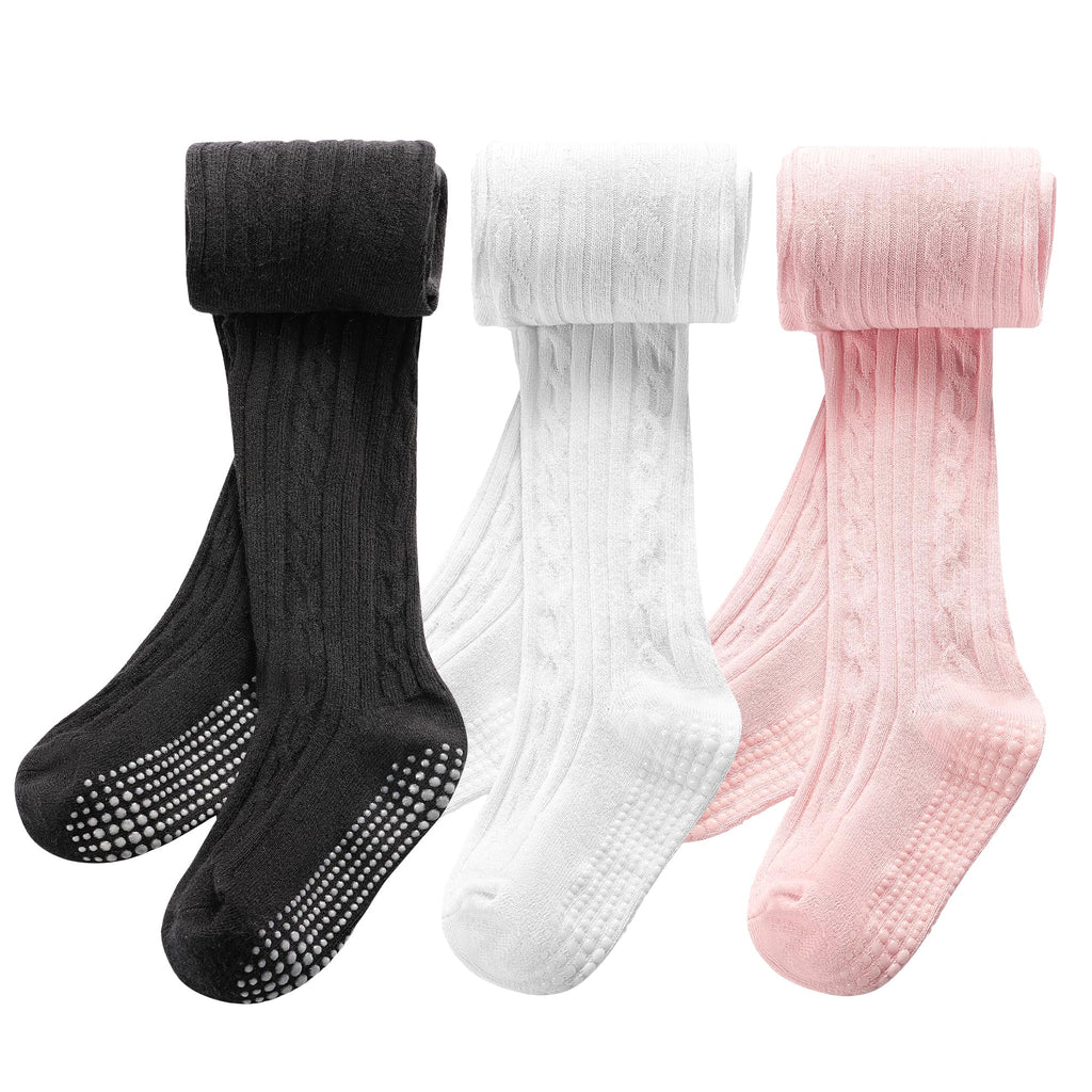 3 Pack Toddler Tights Non Slip Tights for Girls (6 months-6 years)