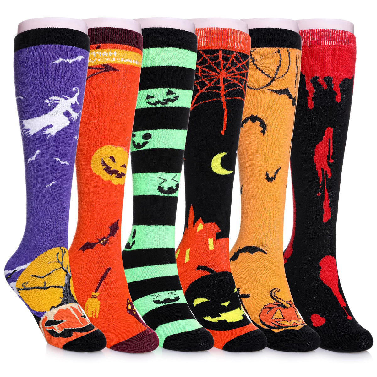 FNOVCO Girls Knee High Socks Kids Crazy Fun Gift Cute Animal Patterns Cotton Long Socks 6 Pairs