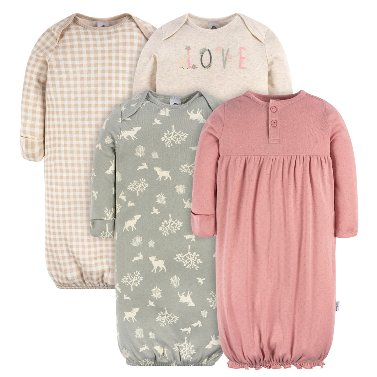Gerber Baby Girls' 4-pack Sleeper Gown