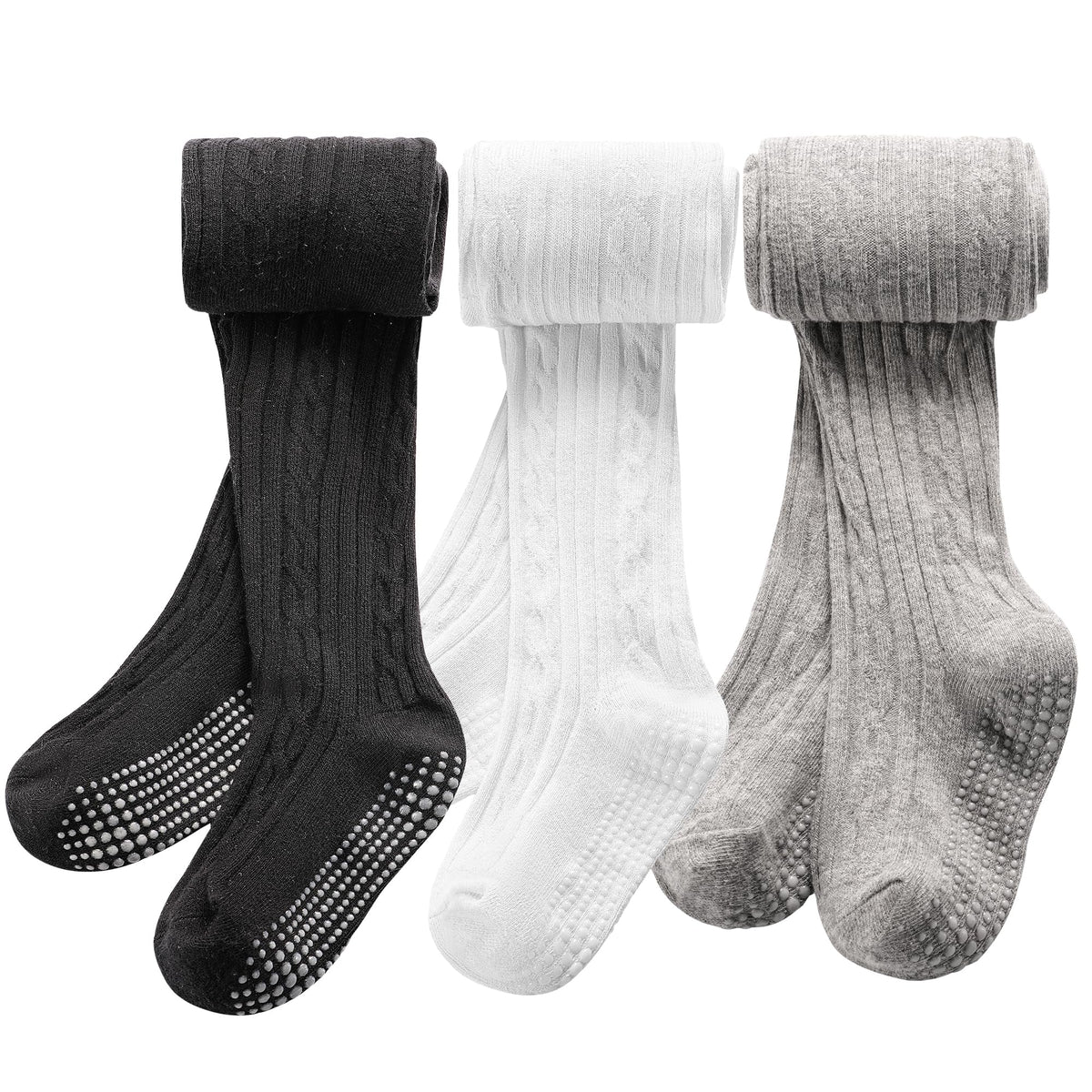 3 Pack Toddler Tights Non Slip Tights for Girls (6 months-6 years)