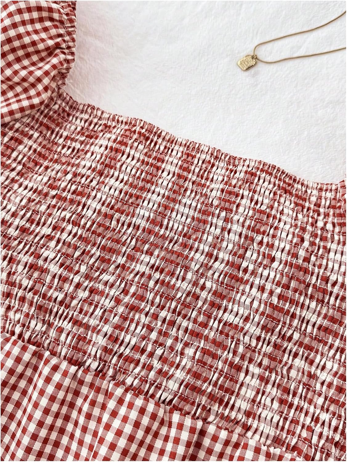 SOLY HUX Girl's Cute Gingham Tops Short Sleeve Blouse