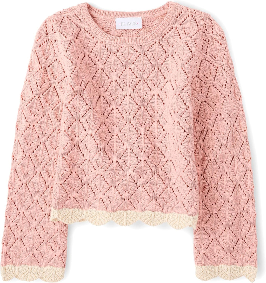 The Children's Place Girls' Long Sleeve Crew Neck Pullover Sweater