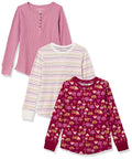 Amazon Essentials Girls and Toddlers' Long-Sleeve Knit Thermal T-Shirts, Pack of 3