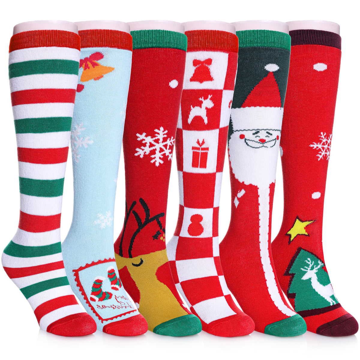 FNOVCO Girls Knee High Socks Kids Crazy Fun Gift Cute Animal Patterns Cotton Long Socks 6 Pairs