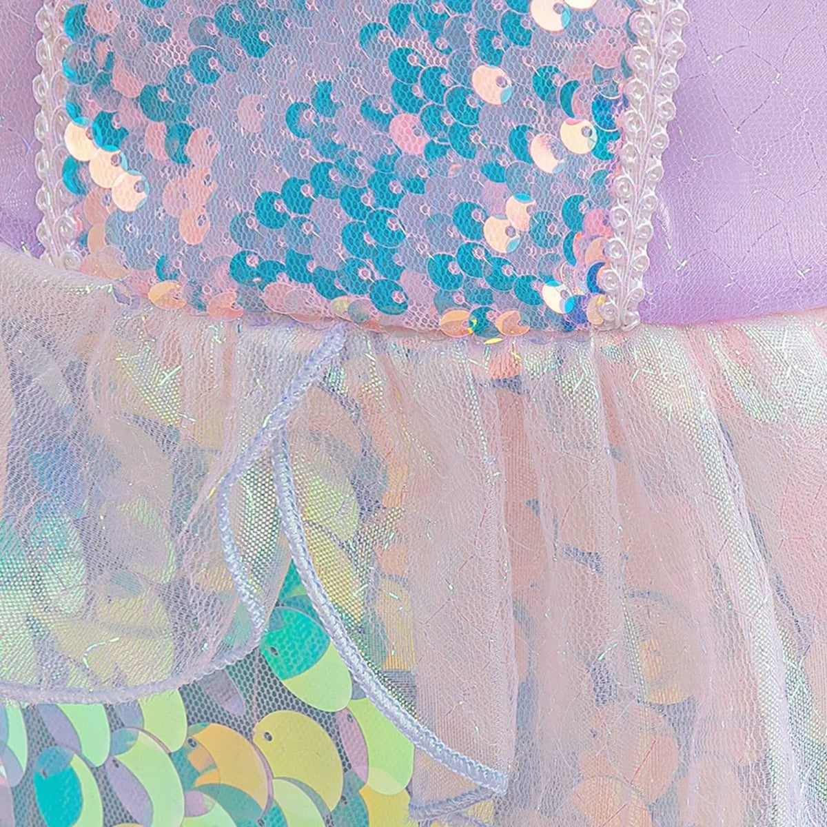 Children's Mermaid Princess Dress Roleplay Gown for Girls Ruffled Mermaid Costume Party Wear