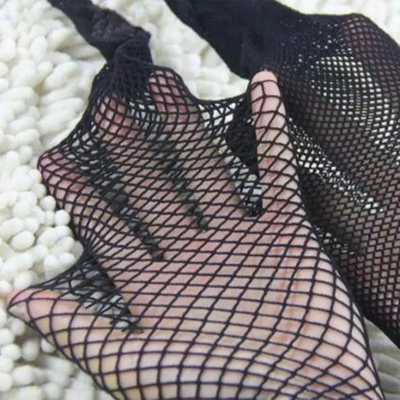 Girls' Nylon High Waist Elastic Waistband 3-Pair Fishnet Pattern Footed Leggings - Hollow-Out Mesh, 360° Stretch, Ideal for Halloween, Party
