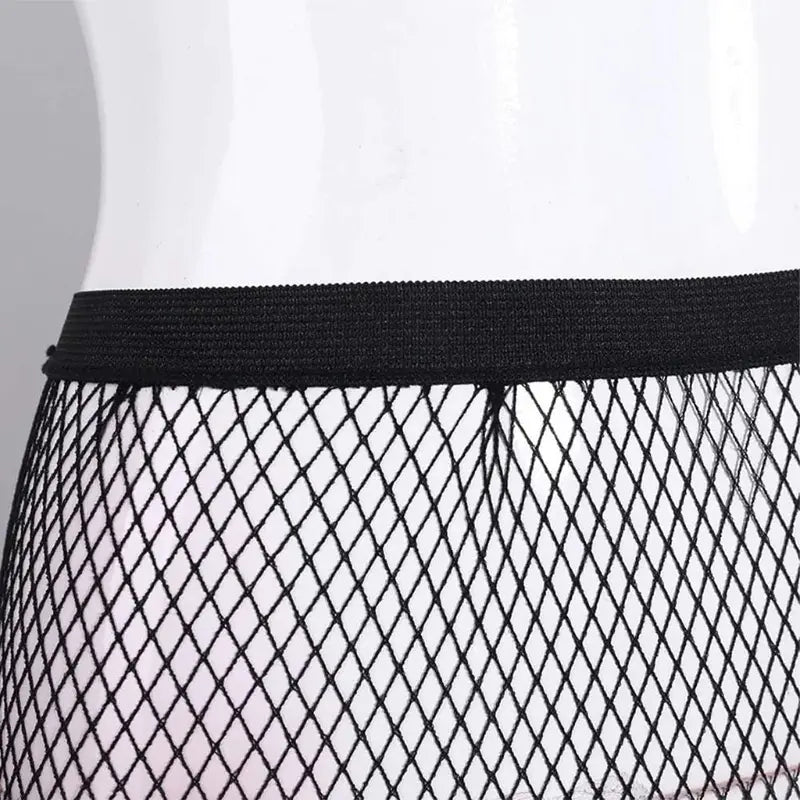 Girls' Nylon High Waist Elastic Waistband 3-Pair Fishnet Pattern Footed Leggings - Hollow-Out Mesh, 360° Stretch, Ideal for Halloween, Party